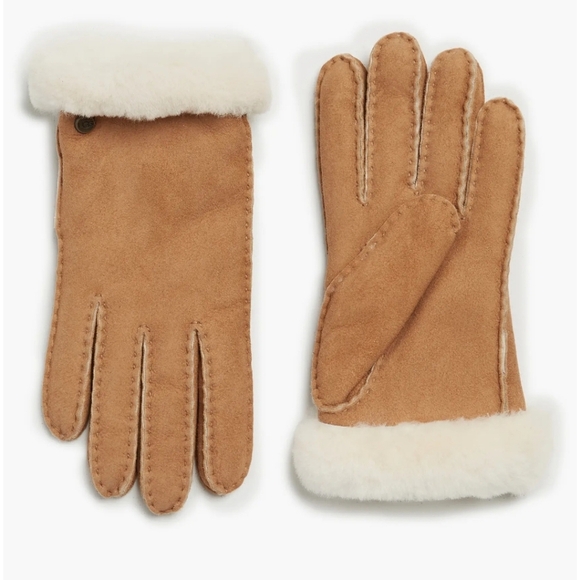 UGG Women's Classic Chestnut Tasman Genuine Shearling Gloves Size Medium - Picture 1 of 7